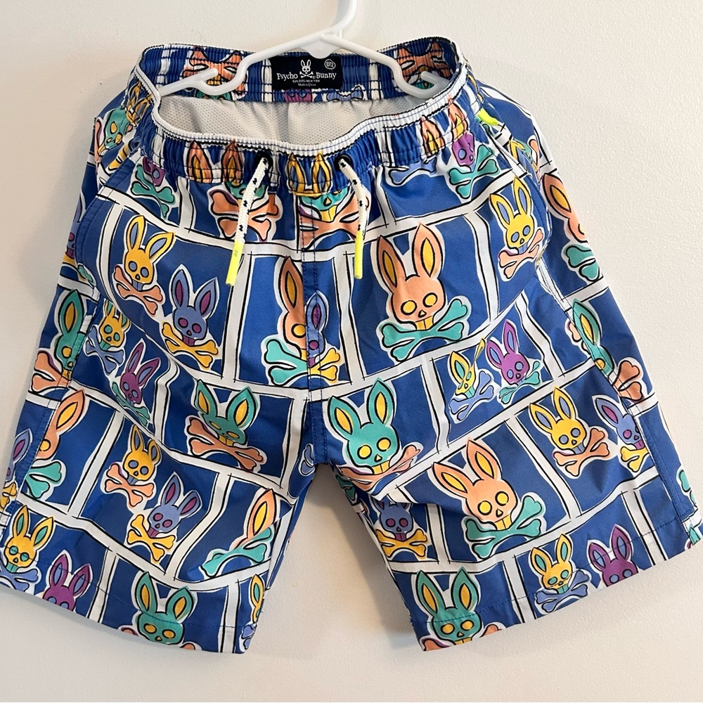 Psycho Bunny Boys Swim Trunks Board Short All-Over Bunny Print Size 10-12